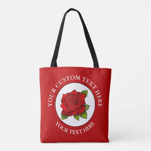 Rote Rose Benutzerdefiniertes Textsymbol Tasche (Rückseite)