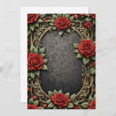 Rote Rose Black Background Custom Floral Wedding Einladung (Vorne/Hinten)