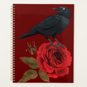 Rote Rose Black Bird Raven Planer (Vorderseite)