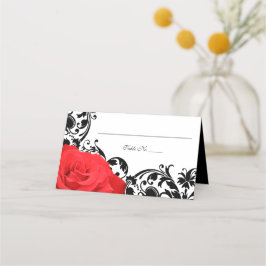 Rote Rose Black Blüh Wedding geklappt Platzkarte