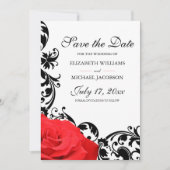 Rote Rose Black Blühe Hochzeit Save The Date (Vorderseite)