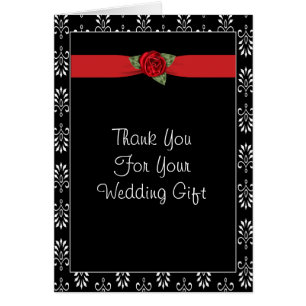 Rote Rose Black Damask Wedding Vielen Dank Anmerku