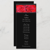 Rote Rose Black Silver Wedding Menu Menükarte (Vorne/Hinten)