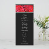 Rote Rose Black Silver Wedding Menu Menükarte (Stehend Vorderseite)