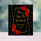 Rote Rose Black und Gold Quinceñera Acrylschild (Neutral)