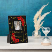 Rote Rose Black und Gold Quinceñera Fotoplatte (Seite)