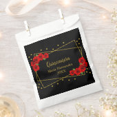 Rote Rose Black und Gold Quinceñera Geschenktütchen (Ausgeschnitten)