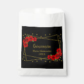 Rote Rose Black und Gold Quinceñera Geschenktütchen (Vorderseite)