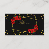 Rote Rose Black und Gold Quinceñera Platzkarte (Vorderseite)
