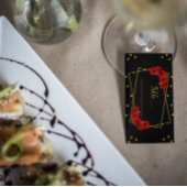 Rote Rose Black und Gold Quinceñera Platzkarte