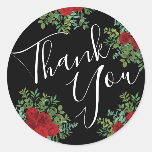 Rote Rose Black Wedding Gothic Dark Runder Aufkleber (Vorderseite)