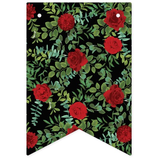 Rote Rose Black Wedding Gothic Dark Wimpelkette (Zweite Fahne)