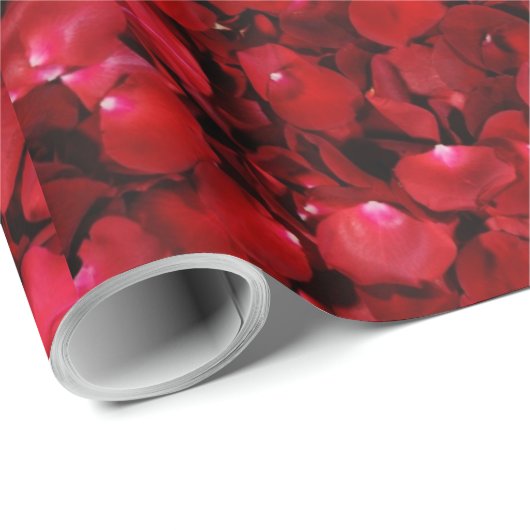 rote Rose Blätter horizontal Geschenkpapier (Rolleneckpunkt)
