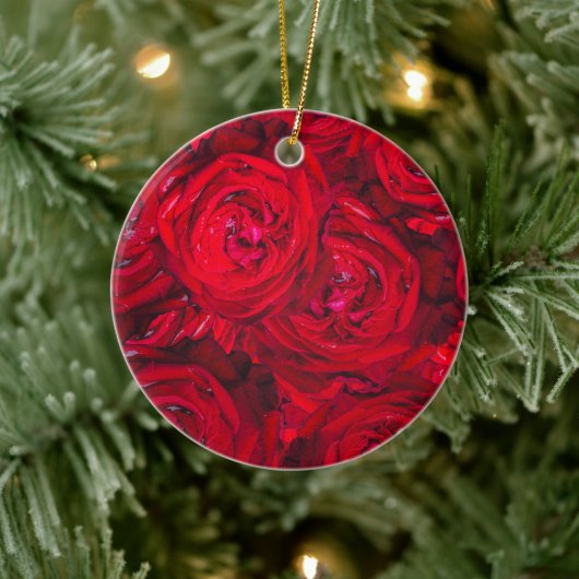 Rote Rose blüht mit Abtropfen - Fotografie Keramik Ornament (Baum)