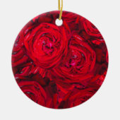Rote Rose blüht mit Abtropfen - Fotografie Keramik Ornament (Vorne)