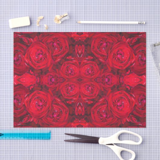 Rote Rose blüht mit Abtropfen - Fotografie Seidenpapier (Handwerk)