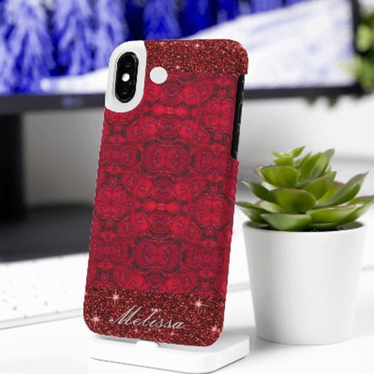 Rote Rose blüht mit Abtropfen - kundenspezifisch Case-Mate iPhone Hülle