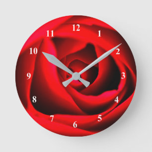 Rote Rose Blume Acrylwand Runde Wanduhr