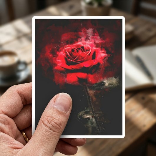Rote Rose Blume Aquarell - bb Aufkleber