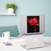 Rote Rose Blume Aquarell - bb Aufkleber (Laptop auf Schreibtisch)