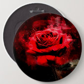 Rote Rose Blume Aquarell - bb Button (Vorne & Hinten)