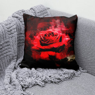 Rote Rose Blume Aquarell - bb Kissen