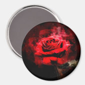 Rote Rose Blume Aquarell - bb Magnet (Vorderseite/Rückseite)