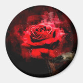 Rote Rose Blume Aquarell - bb Magnet (Vorne)