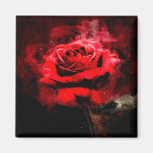 Rote Rose Blume Aquarell - bb Magnet (Vorne)