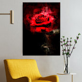 Rote Rose Blume Aquarell - bb Poster