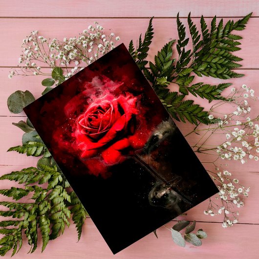 Rote Rose Blume Aquarell - bb Postkarte