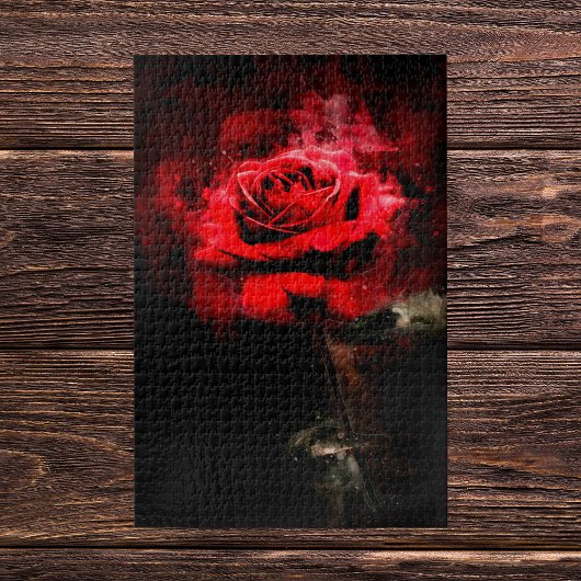 Rote Rose Blume Aquarell - bb Puzzle