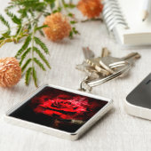 Rote Rose Blume Aquarell - bb Schlüsselanhänger (Seite)