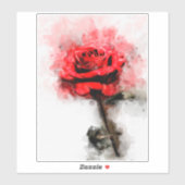 Rote Rose Blume Aquarell - wb Aufkleber (Blatt)