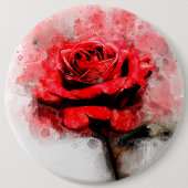 Rote Rose Blume Aquarell - wb Button (Vorderseite)