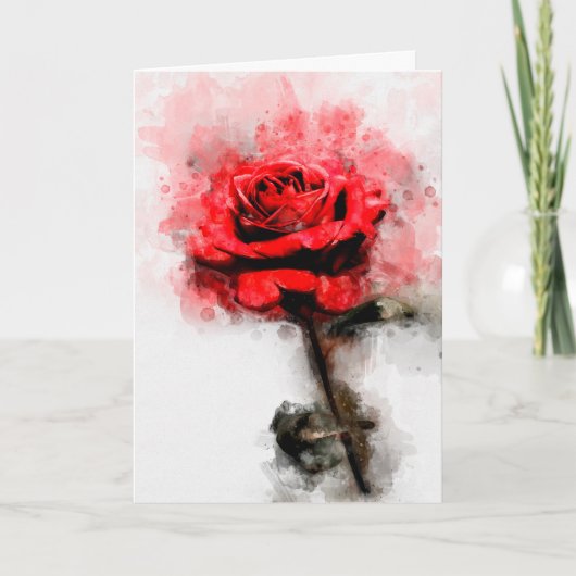 Rote Rose Blume Aquarell - wb Dankeskarte (Vorderseite)