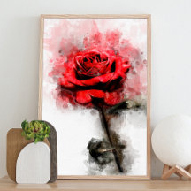Rote Rose Blume Aquarell - wb