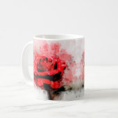 Rote Rose Blume Aquarell - wb Kaffeetasse (Vorderseite Links)