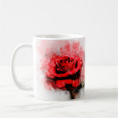 Rote Rose Blume Aquarell - wb Kaffeetasse (Links)