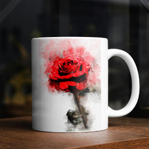 Rote Rose Blume Aquarell - wb Kaffeetasse