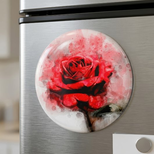 Rote Rose Blume Aquarell - wb Magnet