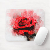 Rote Rose Blume Aquarell - wb Mousepad (Mit Mouse)