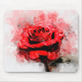 Rote Rose Blume Aquarell - wb Mousepad (Vorne)