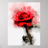 Rote Rose Blume Aquarell - wb Poster (Vorne)
