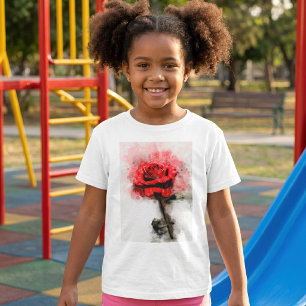 Rote Rose Blume Aquarell - wb T-Shirt