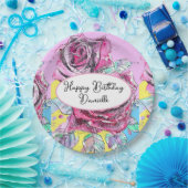 Rote Rose Blume Aquarellpapier Party Plättchen Pappteller (Party)