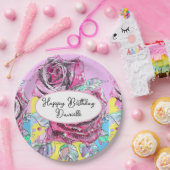 Rote Rose Blume Aquarellpapier Party Plättchen Pappteller (Party)