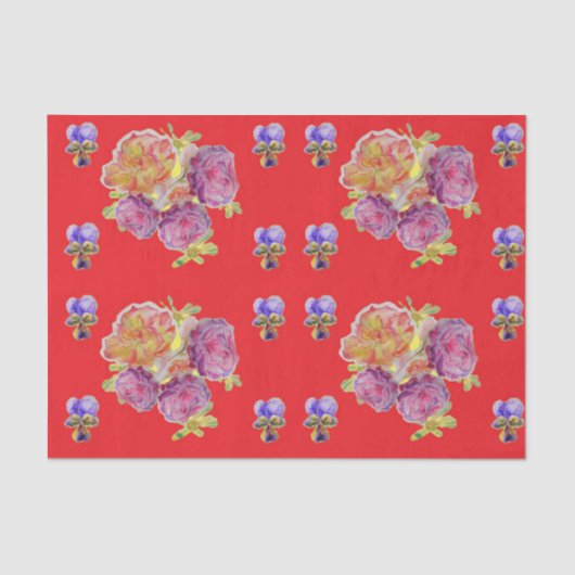 Rote Rose Blume Blumenmuster Shabby Chic Muster Seidenpapier (Vorderseite)