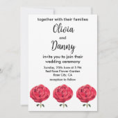 Rote Rose Blume Blumensommer Rose Hochzeit Einladung (Vorderseite)