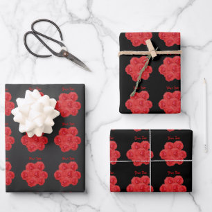 Rote Rose Blume Bouquet Personalisiert   Geschenkpapier Set